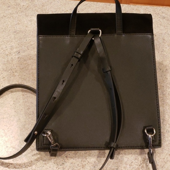 ZARA black leather suede convertible backpack - Picture 6 of 8